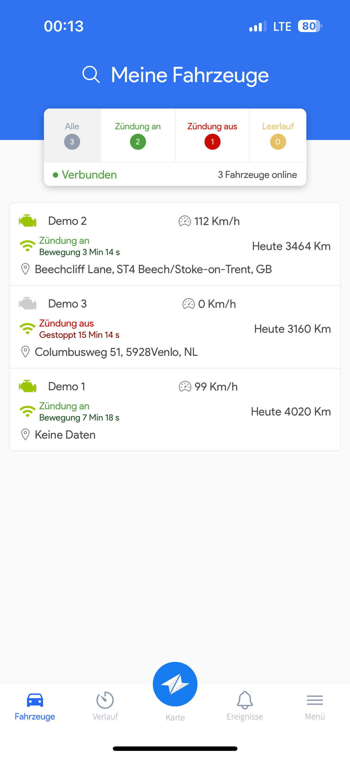 Safari GPS Fahrzeugortungs-App - Bildschirm 1